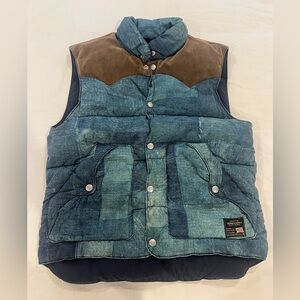 Denim & Supply Ralph Lauren Blue and Brown Puffer Vest